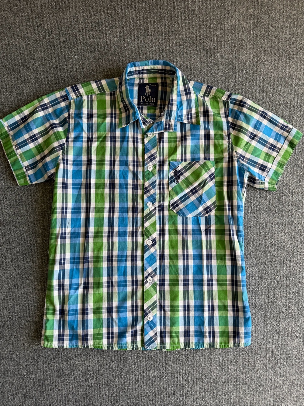 Polo Ralph Lauren Blue & Green Plaid Button-Up Shirt Kids S